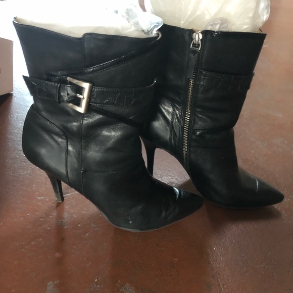 NINE WEST LEATHER HEELED BOOTS STILETTOS 7 1/2 - Picture 4 of 11